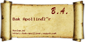 Bak Apollinár névjegykártya